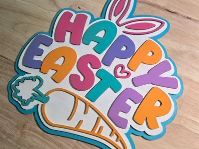 Easter Sign | Multi-Layer Laser Cut Bunny Decor