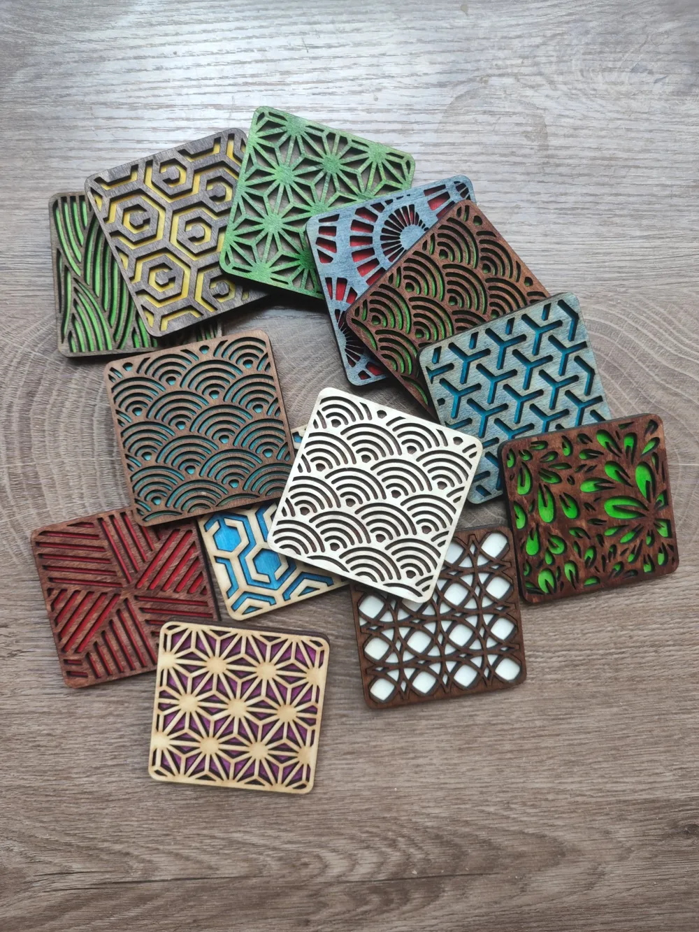 Patterned Coasters Wooden Laser Cut Patterned Coasters - Free 3D Print Model - MakerWorld