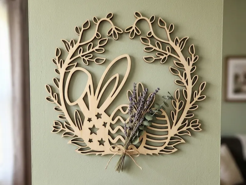 Intricate Easter Bunny Eggs Floral Wreath Ostern 
