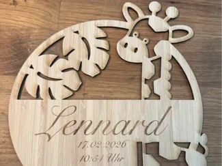 Personalisiertes Namensschild Geburt Giraffe