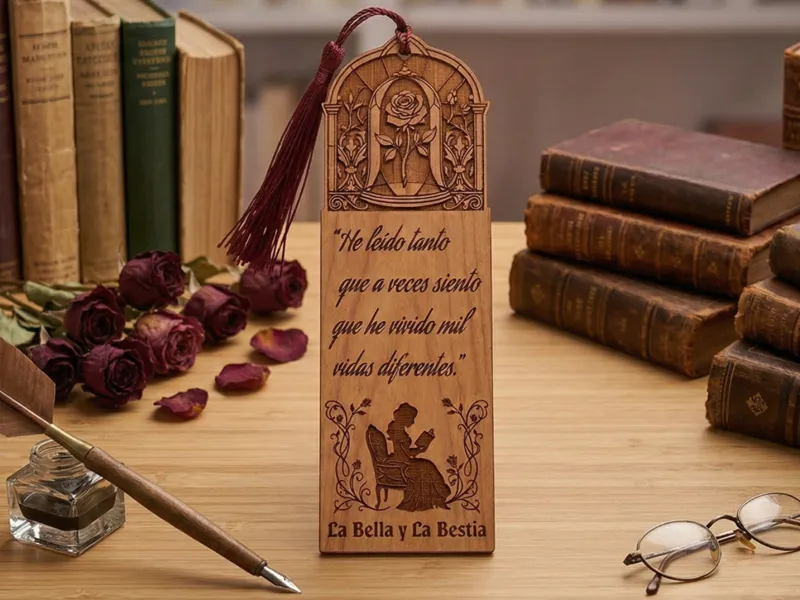 Beauty and the Beast Themed Wooden Bookmark