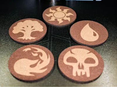 Magic Mana Coasters – Laser Engraved Cork