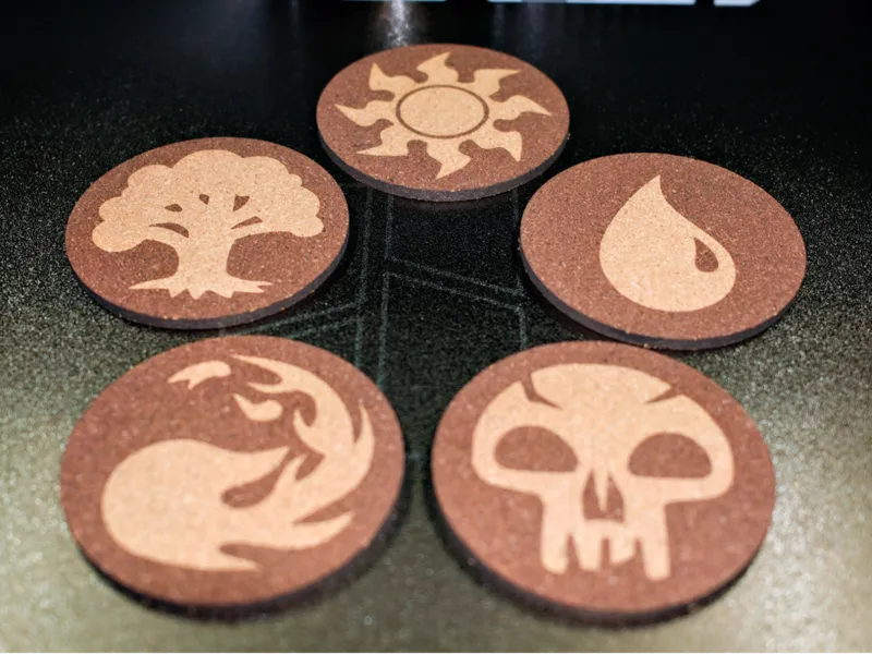 Magic Mana Coasters – Laser Engraved Cork