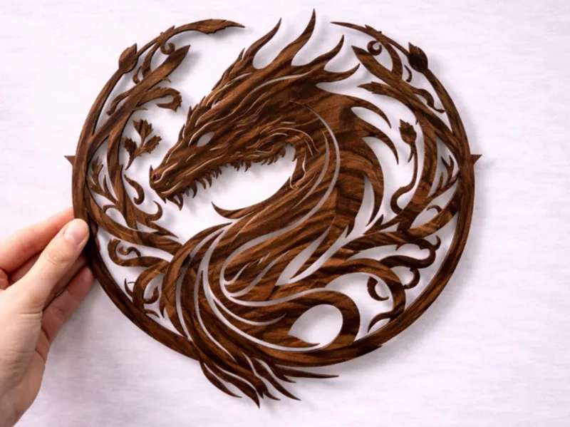 Fantasy Dragon – Walnut Wood Wall Decor