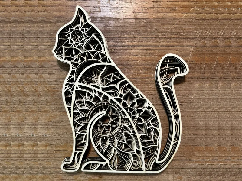 Gatto Mandala 3D - Quadro Multistrato
