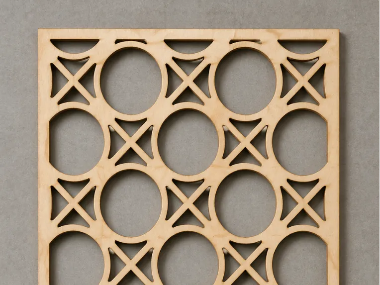 Geometric wooden panel design featuring patterns