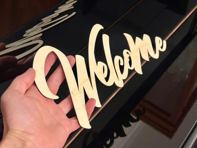 Welcome targhetta taglio laser