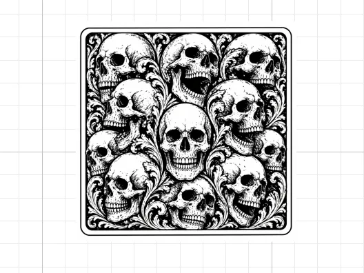 Wooden Coaster Skulls Pattern