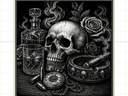Wooden Coaster Skulls & Cigar