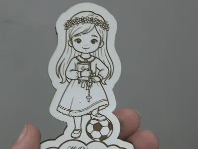 Communion girl with a soccer ball, customizable