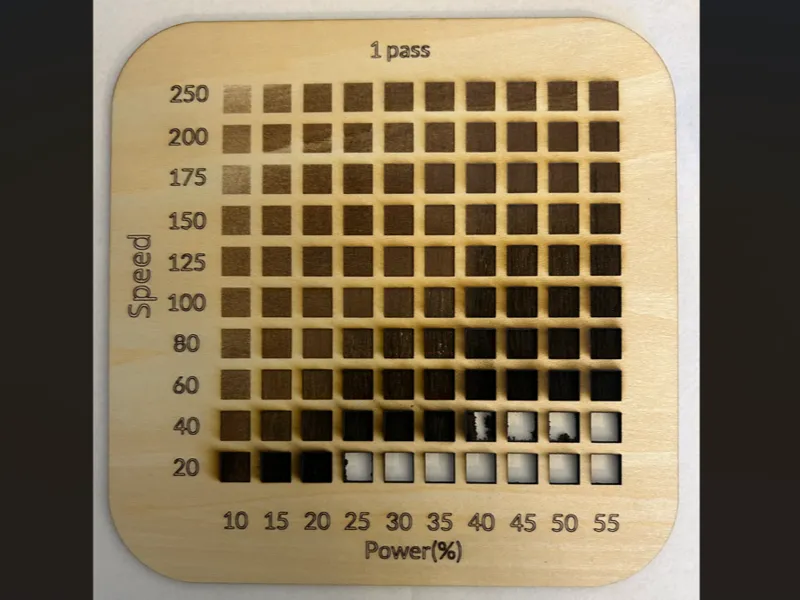 Laser Grid Test For power and speed 