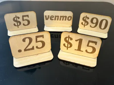 Laser Engraved Price tags .25 to 100$ craft shows