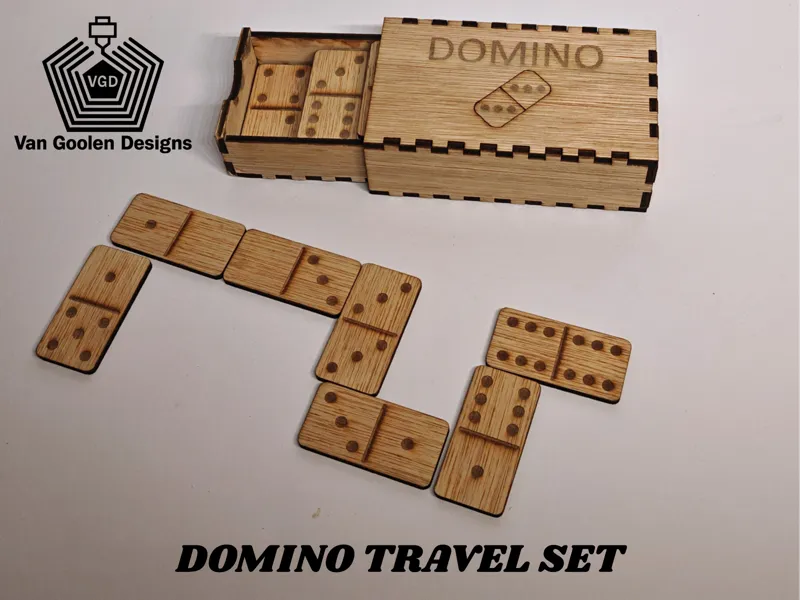 Laser‑Cut Domino Travel Set – 28‑Tile Wooden Game