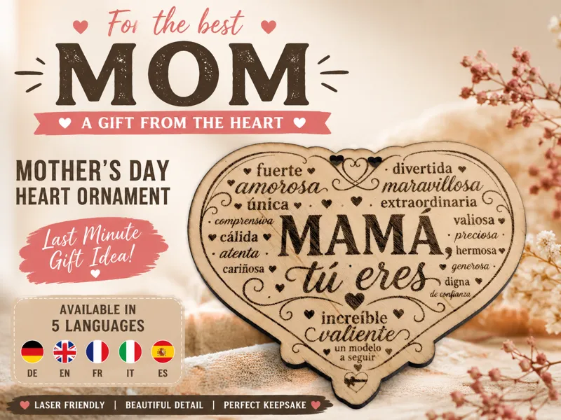 Mother’s Day Heart Ornament Multi-Language