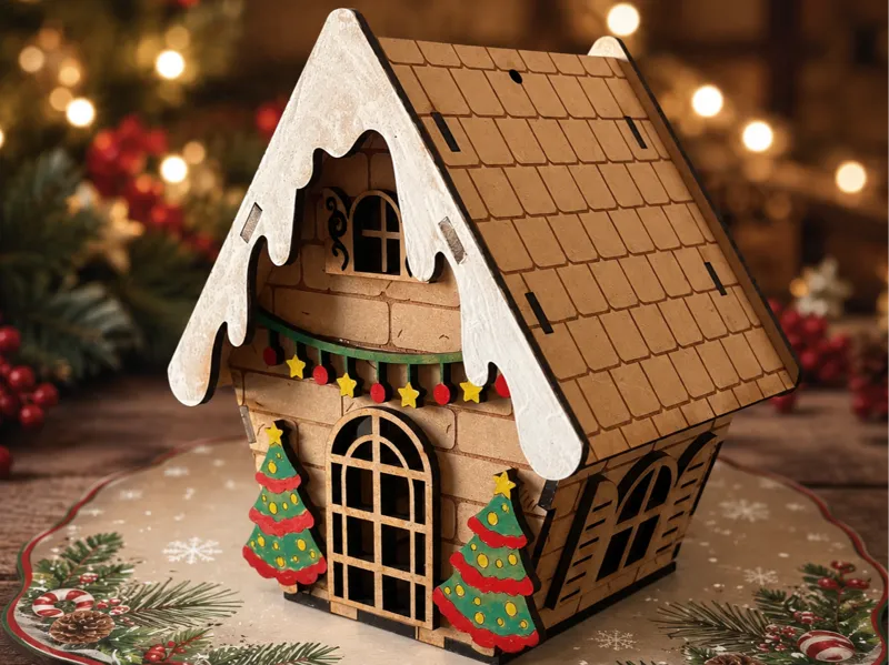 Gingerbread House LED Decor Laser Cut Design