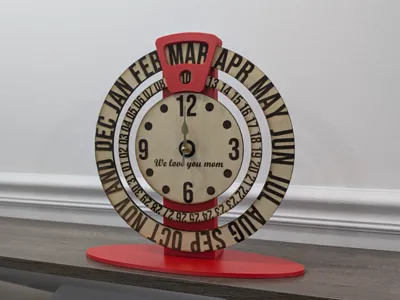 Mothers Day Clock with calendar (Laser cut)