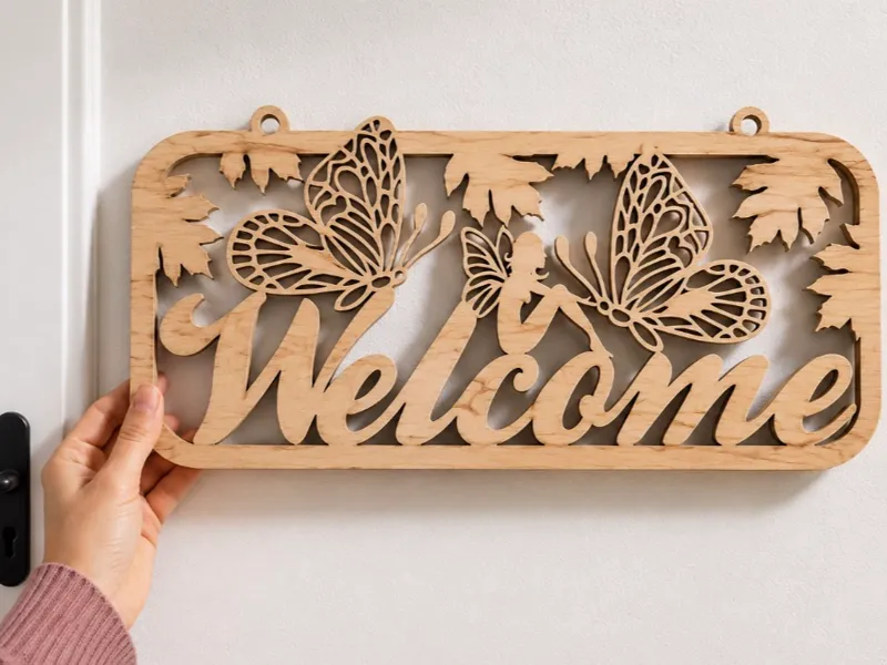 Welcome Butterfly Sign – Laser Cut Wall Decor