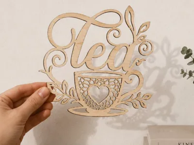 Tea Wall Art – Basswood Laser Cut Decor