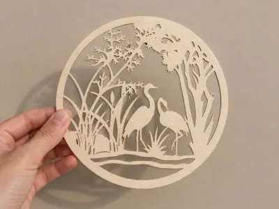 Flamingo Nature Wall Art – Basswood Laser Cut