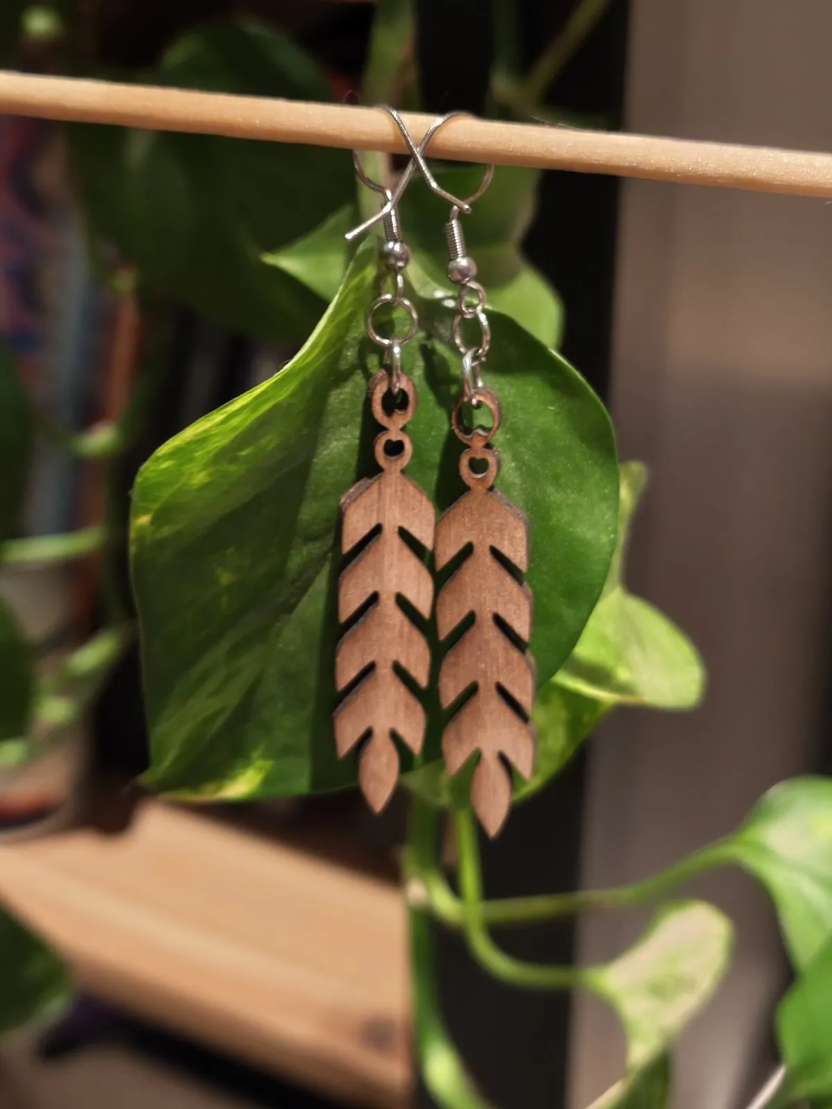 Feather earrings view 2