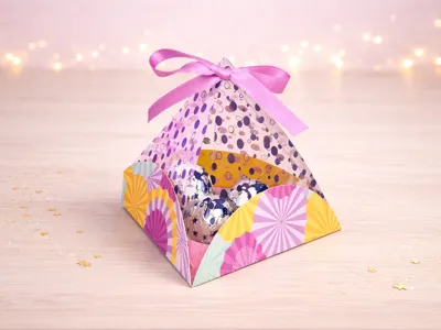 Acetate Pyramid gift box with Cardstock Base