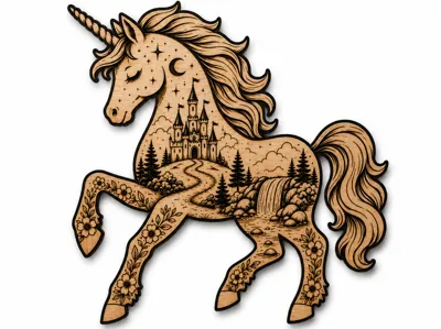 Unicorn Scenic Cut and Engrave