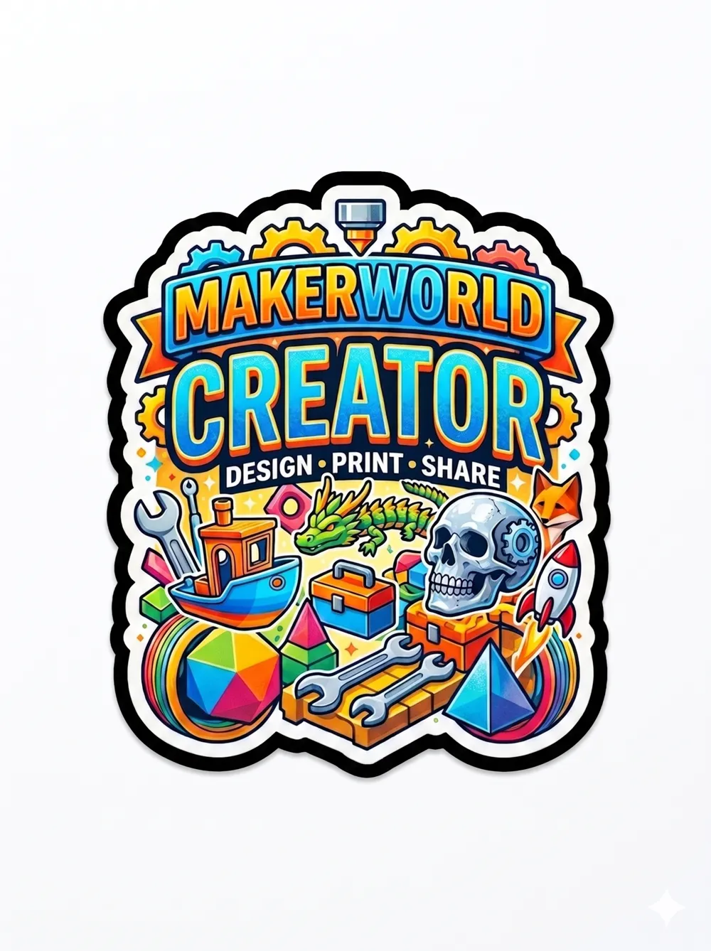 Makerworld Creator Stickers - 4 Pack - Free 3D Print Model - MakerWorld