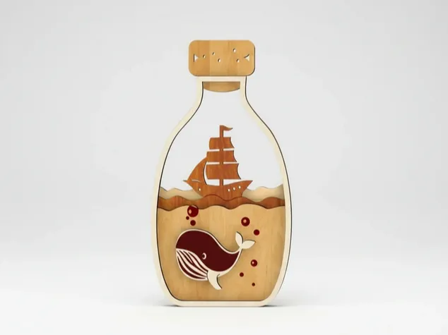 Marine Bottle Wall Art SVG Laser Cut File