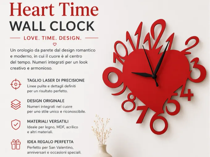 Heart Time Wall Clock