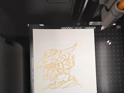 Sci-fi mech head line art | for Bambu brush module