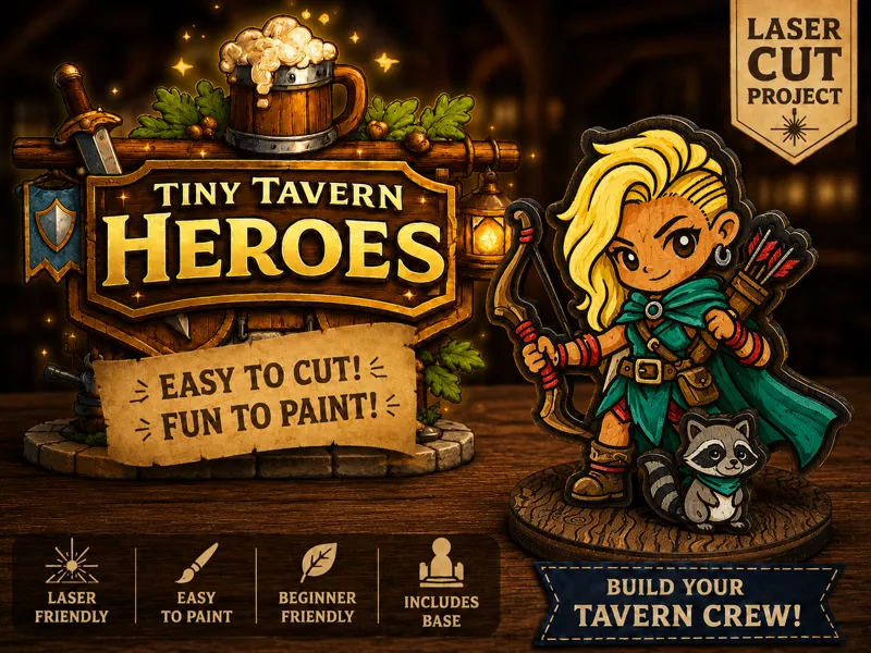 Tiny Tavern Heroes – Female Ranger &amp; Raccoon