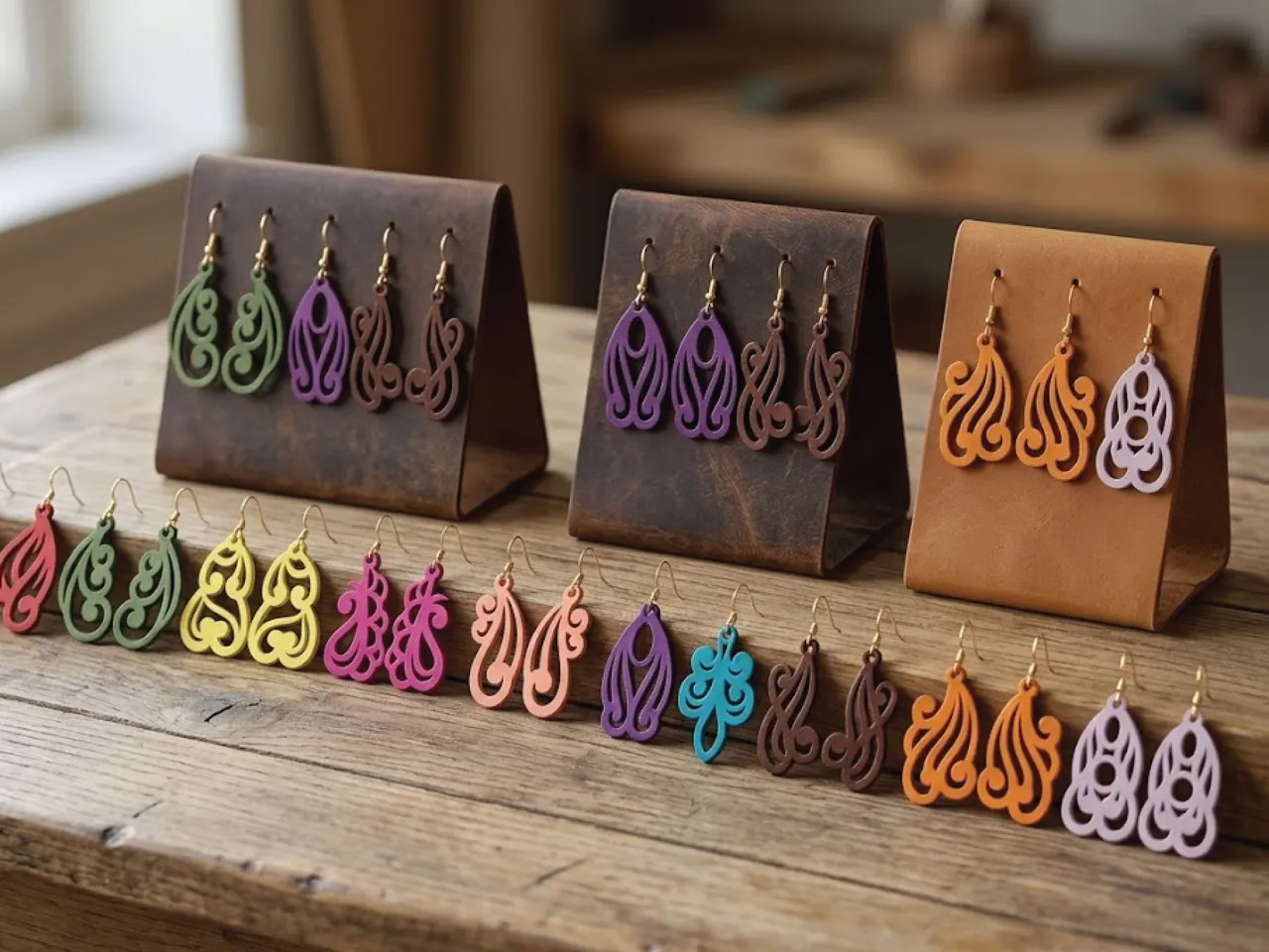 16 Victorian Leather Earring Collection view 3