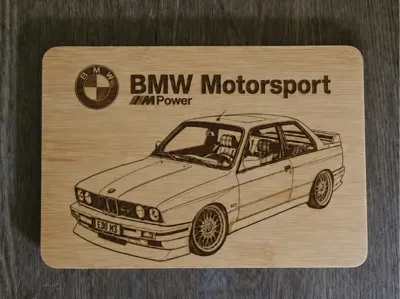 BMW E30 M3 Motorsport Wooden Board