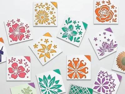 10 Flowers Paper cutting Card Collection