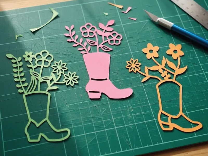 3 Flower in Boots Paper Cutting Collection