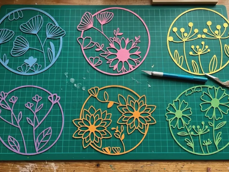 6 Floral Round Paper Cutting Collection