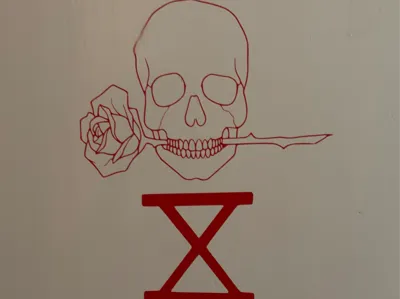Geometric Skull &amp; Rose 3D Printable Adhesive