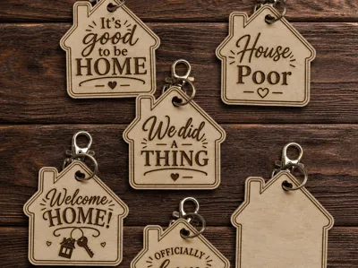 New Home House Keychains | Laser Cut SVG Bundle