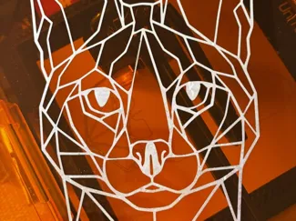 Low-poly serval for wall decorations