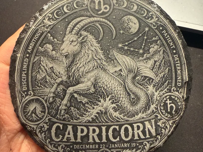 Capricorn Zodiac Coaster Engraving