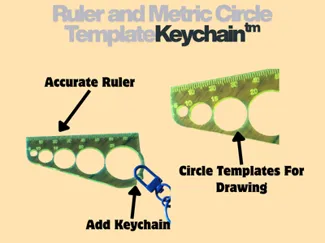 EDC Pocket Ruler &amp; Metric Circle Template Keychain