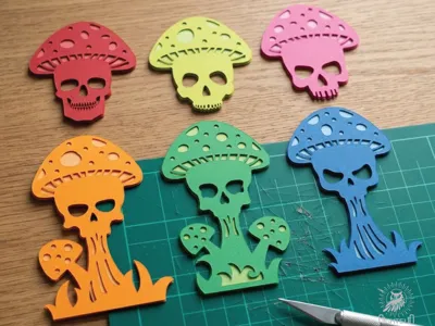 6 Mushroom Skull Paper Cutting Collection