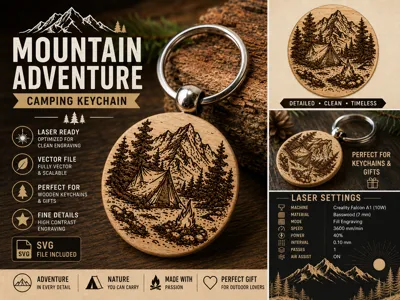 Mountain Adventure – Camping Keychain