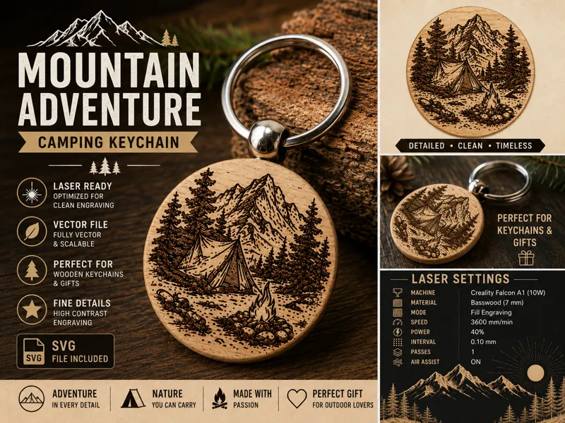 Mountain Adventure – Camping Keychain