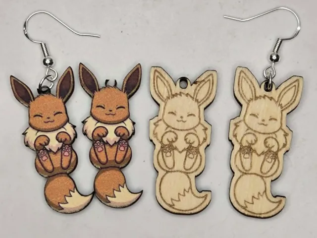 Eevee Wood Cut Earrings
