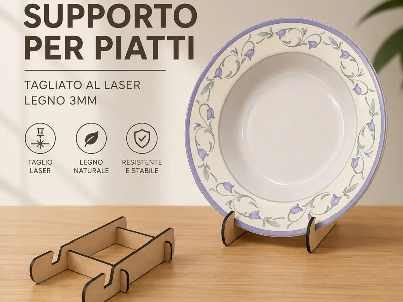 supporto per piatti da esposizione - legno 3 mm