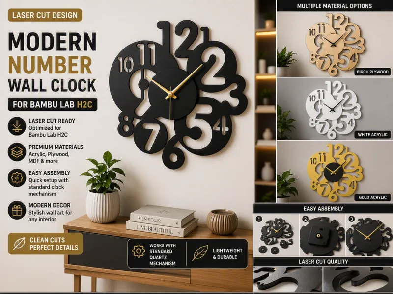 Modern Number Wall Clock