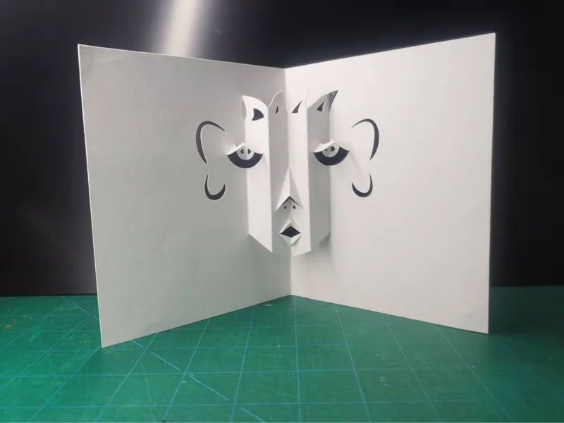 3D打印自制压痕笔，解决纸张折线问题--立体贺卡-脸  Pop-up Card - Face