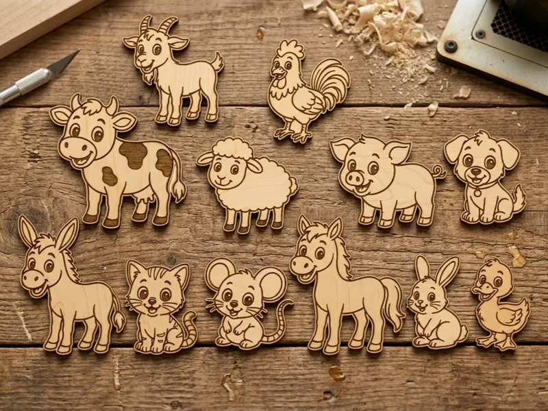 Cute Farm Animals Wooden Magnets