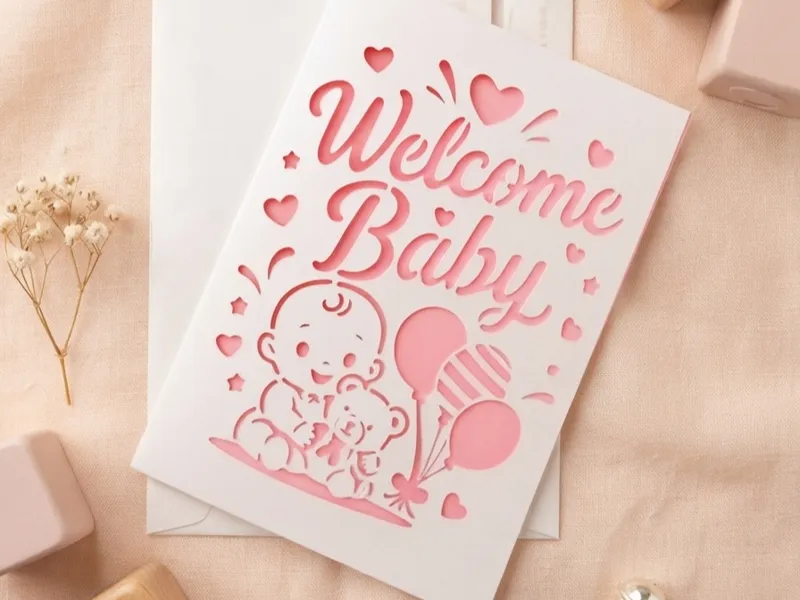 Welcome Baby Cutout Card Greeting card V8